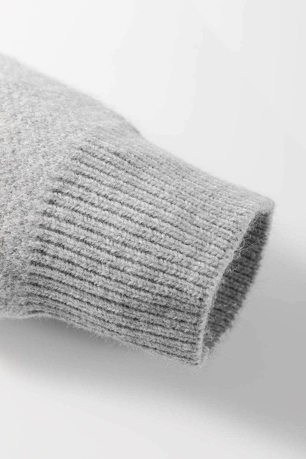 Gray floral embroidered plus size sweater - Love Salve